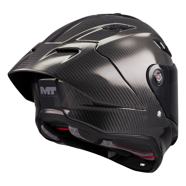 MT-Helmets KRE 2 PLUS FIM Racing #2 Pure A1 Integralhelm in Voll-Carbon — Dreiviertelansicht von hinten