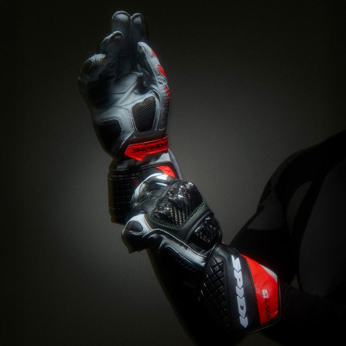 Spidi Carbo Kangaroo Racing Motorrad Lederhandschuhe | Herren | Schwarz-Rot | A216021