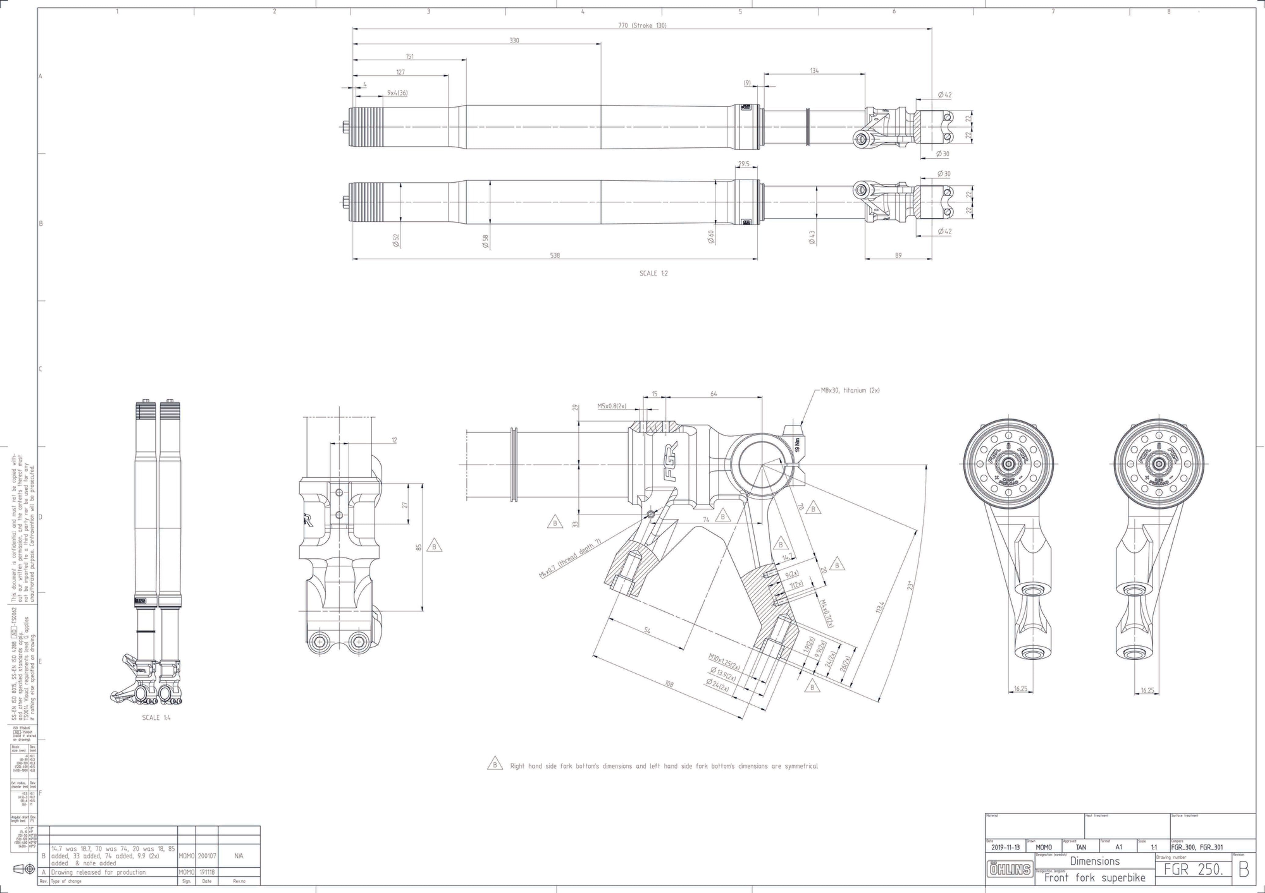 Öhlins FGR 250 Racing Gabel USD Telegabel Rennsport Ducati Panigale V4/S (25-26) FGR 256