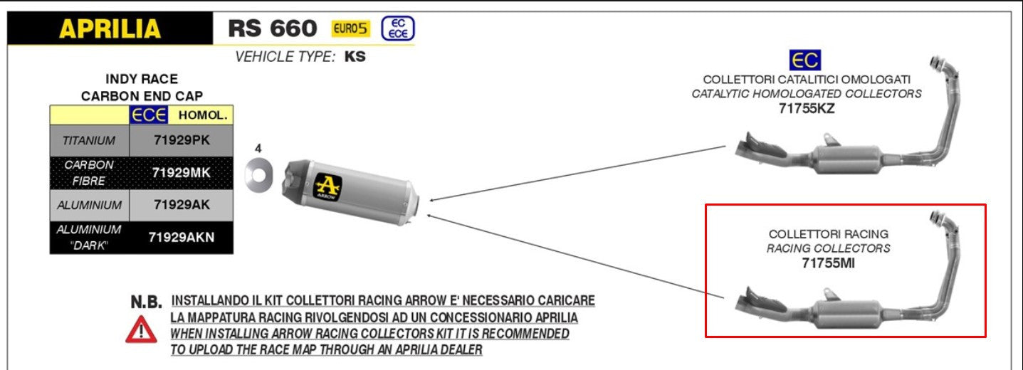Arrow Racing Krümmer Edelstahl Aprilia RS 660 (20-24) 71755MI