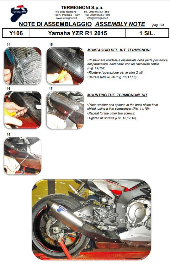 Termignoni Slip-On Carbon Yamaha YZF-R1/M (15-26) Y106080CFT