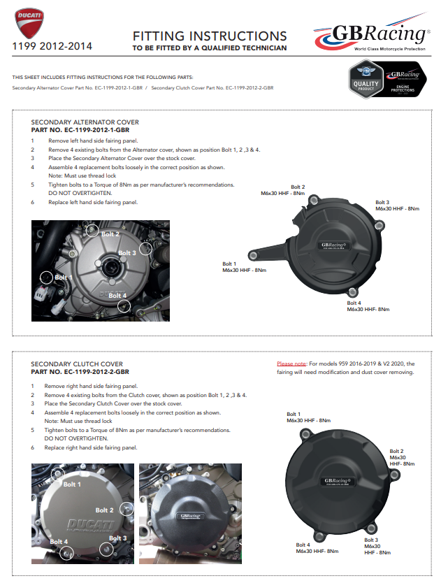 Kupplung Protektor Schutzabdeckung GBRacing Ducati Panigale 1199/R/S (12-17)