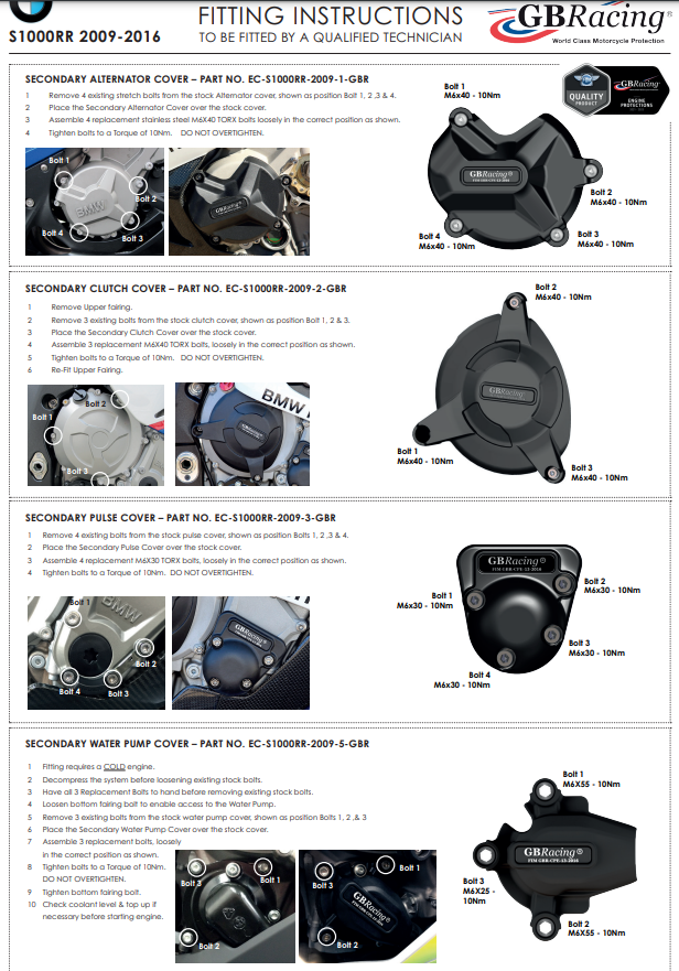 Wasserpumpen Protektor Schutzabdeckung GBRacing BMW S1000RR K46 (09-18)