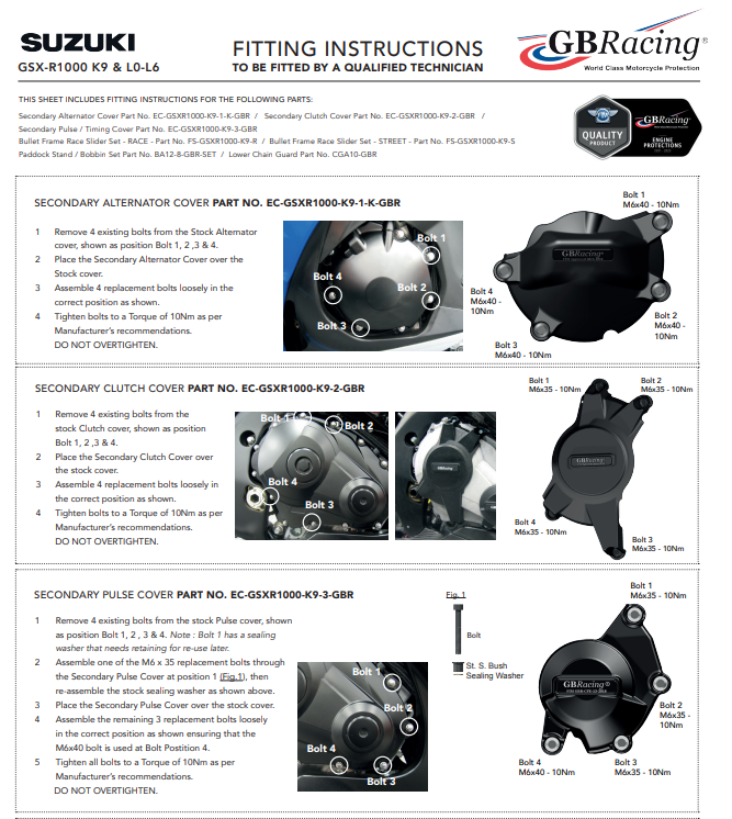 Lichtmaschinen Protektor Schutzabdeckung GBRacing Suzuki GSX-R 1000 (09-16)