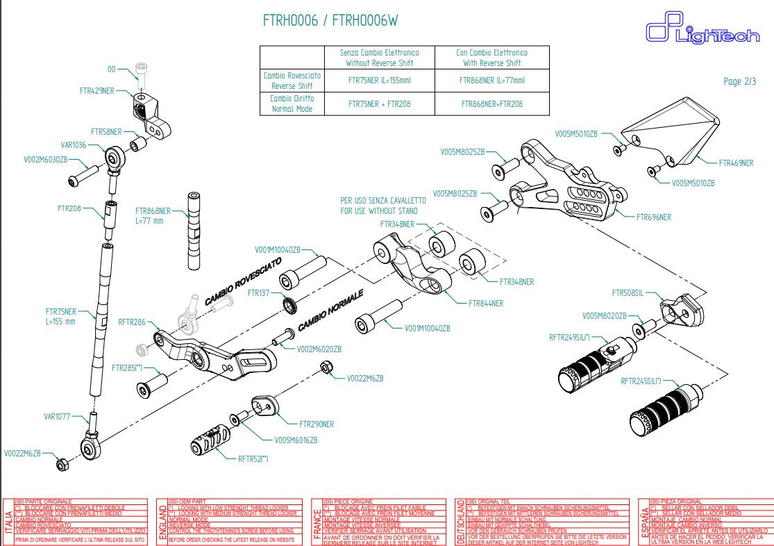 Fußrastenanlage LighTech Honda CBR 1000 RR (08-19) FTRHO006/W