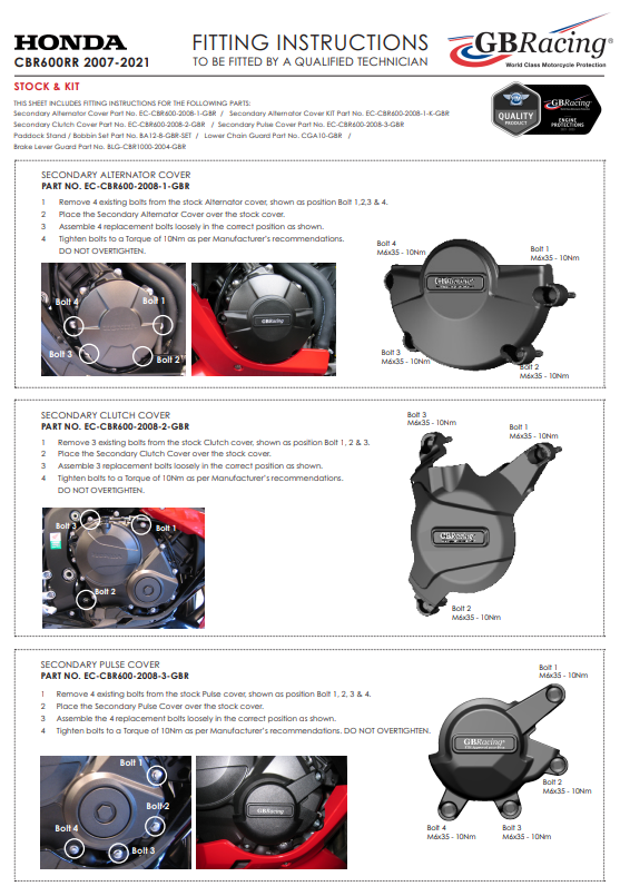Lichtmaschinen Protektor Schutzabdeckung GBRacing Honda CBR 600 RR (07-21)